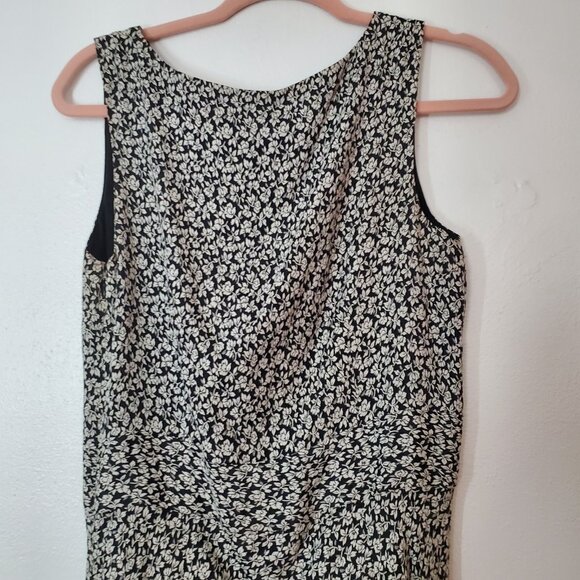 Casual Corner Dress Black Floral Size 8 Size Zip Lined - Picture 2 of 13